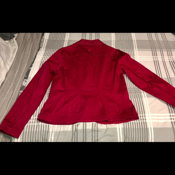 SOLD!!! Christine Alexander RED denim bling faux diamond L - Picture 12 of 14